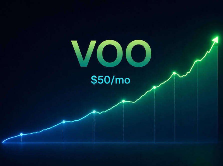 VOO investment growth from 50 dollars per month over 20 years with compounding returns chart