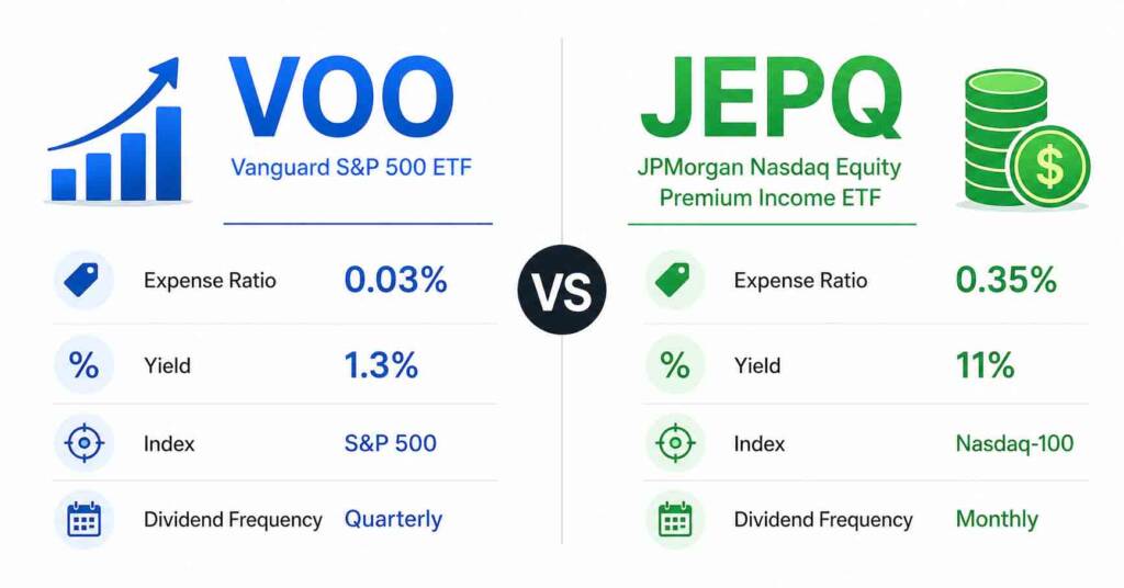 VOO vs JEPQ ETF comparison chart
