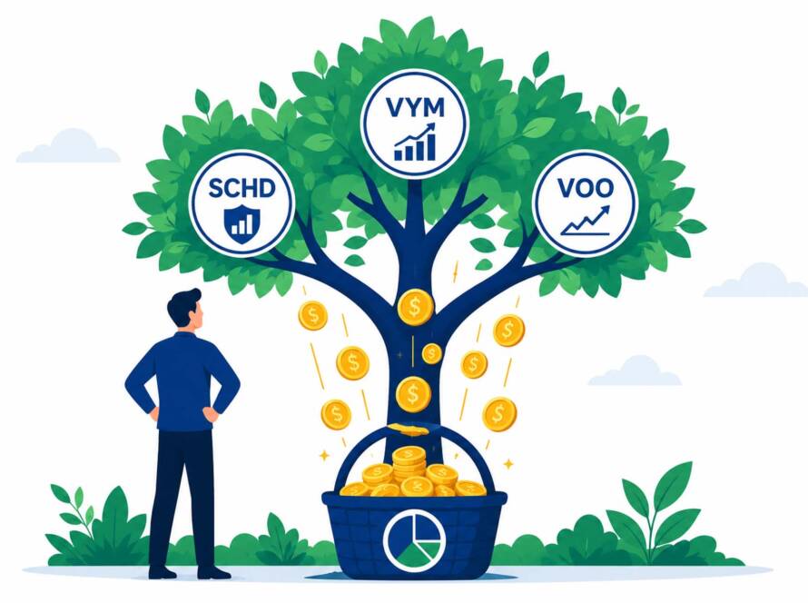 Step-by-step visual guide on how to build a dividend portfolio in 2026 with ETFs and passive income strategy