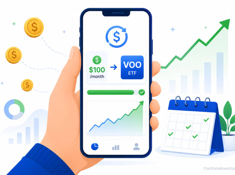 Beginner investor building wealth by choosing to invest $100 a month in ETFs through a simple step-by-step strategy shown on a smartphone dashboard