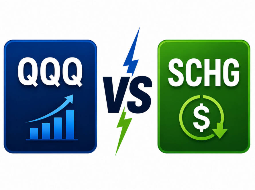 QQQ vs SCHG 2026 comparison — best tech growth ETF for long-term investors showing performance, expense ratio, and holdings difference